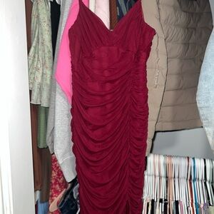 Red Ruched Mini Dress